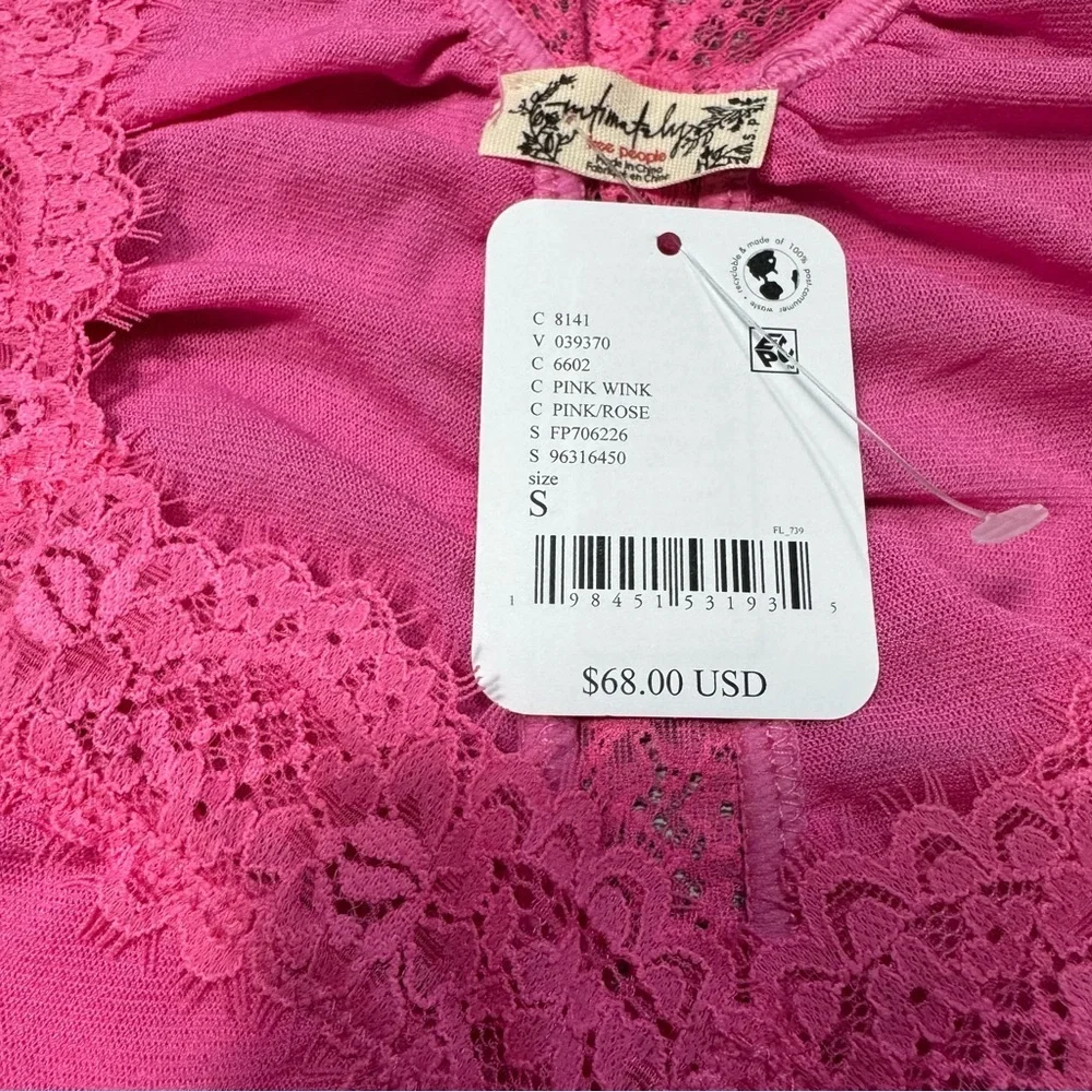 NWT New Free People Forever Young Pink Bodysuit Size S